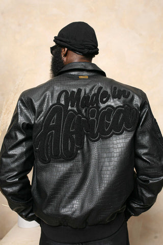 Limited Edition | Made in Africa Varsity Jacket (Black on Black)