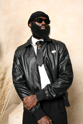 Limited Edition | Made in Africa Varsity Jacket (Black on Black)